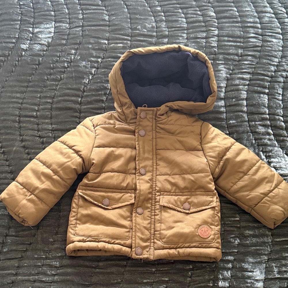 Little Me Tan Puffer Jacket for Kids